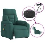 vidaXL Fauteuil inclinable de massage électrique Vert foncé Tissu