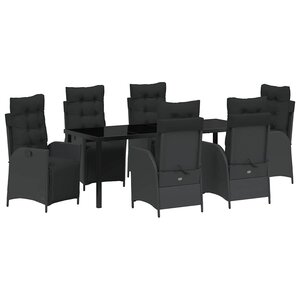 vidaXL Ensemble de salle à manger pour jardin 7 Pièces Noir polyrotin
