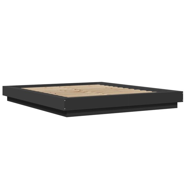 vidaXL Cadre de lit avec lumières LED noir 160x200cm bois d'ingénierie