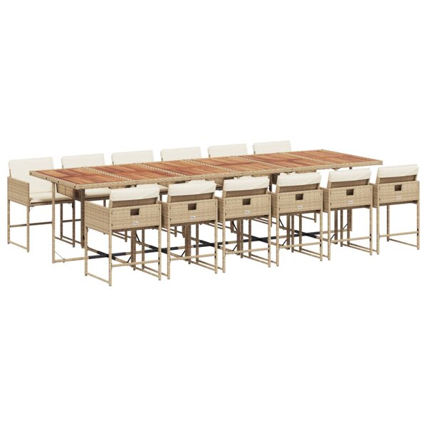 vidaXL Ensemble à manger de jardin et coussins 13 Pièces beige