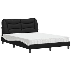 vidaXL Lit avec matelas Hvar noir et blanc 120x200 cm similicuir