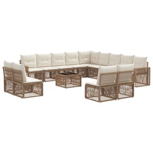 vidaXL Ensemble de canapé de jardin 14 Pièces Beige et blanc crème