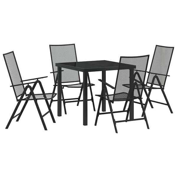 vidaXL Ensemble de salle à manger pour jardin 5 Pièces Anthracite Acier