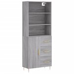 vidaXL Buffet haut Sonoma gris 69 5x34x180 cm Bois d'ingénierie