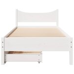 vidaXL Cadre de lit avec tiroirs blanc 75x190 cm bois de pin massif