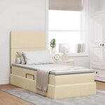 vidaXL Lit de rangement LED avec matelas Crème 90 x 200 cm Tissu