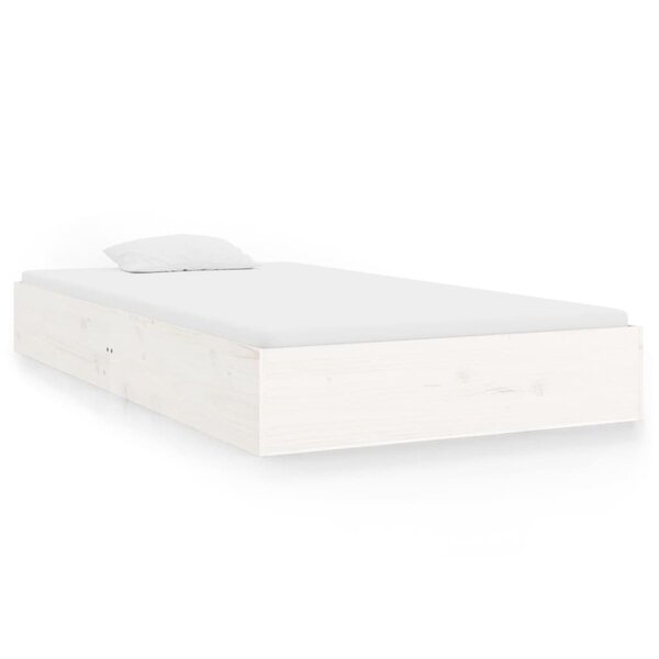 vidaXL Cadre de lit blanc bois massif 90x200 cm