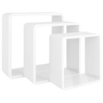 vidaXL Étagères murales sous forme de cube 3 Pièces Blanc MDF