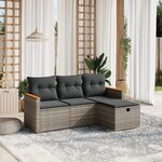 vidaXL Salon de jardin 4 Pièces avec coussins gris résine tressée