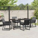 vidaXL Ensemble de salle à manger pour jardin 5 Pièces Noir Poly rotin
