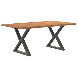 vidaXL Table à manger avec bord vivant 180x100x74 cm bois massif chêne