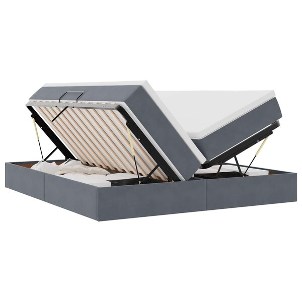 vidaXL Lit avec rangement et matelas Gris foncé 200 x 200 cm Velours