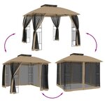 vidaXL Tonnelle avec double toit et parois en filet taupe acier