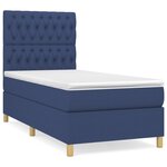vidaXL Sommier à lattes de lit avec matelas Bleu 90x200 cm Tissu