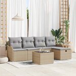 vidaXL Ensemble de canapé de jardin 6 Pièces Beige Poly rotin
