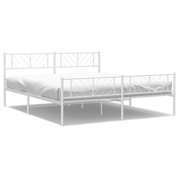 vidaXL Cadre de lit métal sans matelas et pied de lit blanc 180x200 cm