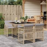 vidaXL Ensemble à manger de jardin avec coussins 5Pièces Beige poly rotin
