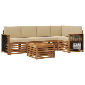 vidaXL Ensemble de canapé d'angle avec coussin 5 Pièces Naturel