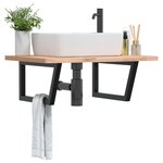 vidaXL Supports d'étagères pour lavabo 2 Pièces noir trapèze acier