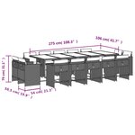 vidaXL Ensemble à manger de jardin avec coussins 15 Pièces marron rotin