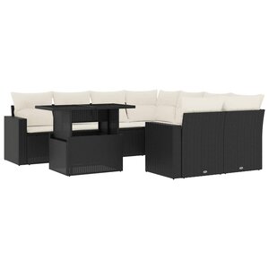 vidaXL Salon de jardin 9 Pièces avec coussins noir résine tressée