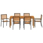 vidaXL Ensemble de salle à manger pour jardin 7 Pièces Noir