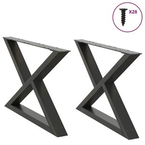 vidaXL Pieds de table basse 2 pièces Anthracite 70 x (42-43 3) cm Acier