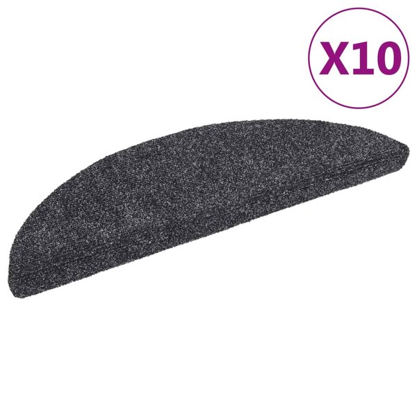 vidaXL Tapis autoadhésifs de marches 10 Pièces Gris foncé 56x17x3 cm