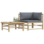 vidaXL Salon de jardin 2 Pièces avec coussins gris foncé Bambou