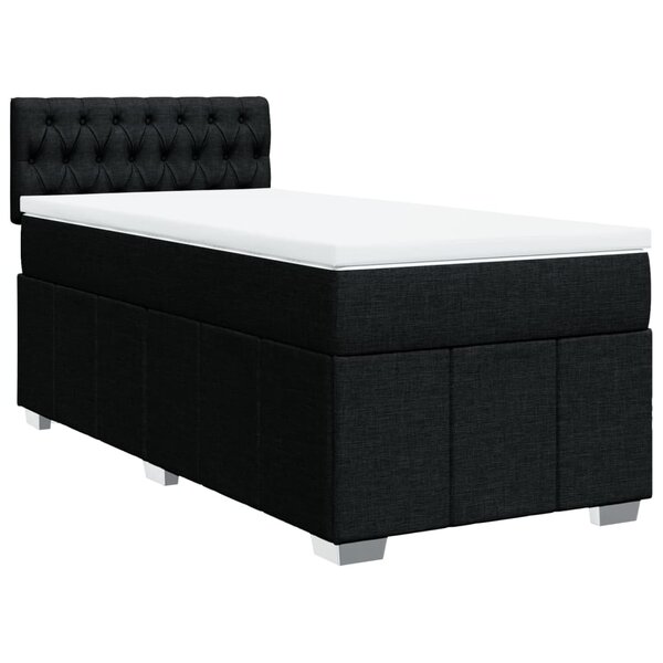 vidaXL Sommier à lattes de lit avec matelas Noir 90x200 cm Tissu