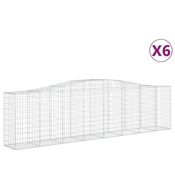 vidaXL Paniers à gabions arqués 6 Pièces 400x50x100/120 cm Fer galvanisé