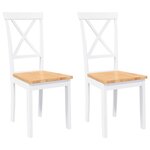 vidaXL Chaises à manger 2 Pièces blanc bois massif caoutchouc