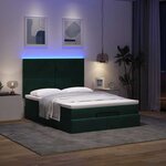 vidaXL Cadre de lit ottoman avec matelas vert foncé 140x190 cm velours