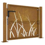 vidaXL Portail de jardin 105x80 cm acier corten conception d'herbe