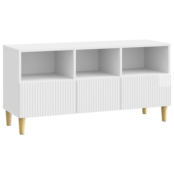 vidaXL Meuble TV 102 x 34 5 x 50 cm Blanc brillant Bois d'ingénierie