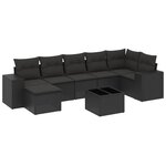 vidaXL Salon de jardin 8 Pièces avec coussins noir résine tressée