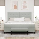 vidaXL Lit à Ressorts avec Matelas & Banc Gris Clair 180x200 cm Velours