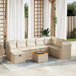 vidaXL Salon de jardin avec coussins 9 Pièces beige résine tressée