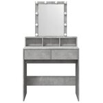 vidaXL Coiffeuse avec LED gris béton 80x41x144 5 cm
