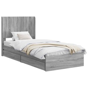 vidaXL Cadre de lit avec rangement et tête de lit Sonoma gris