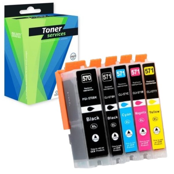 Compatible Canon PGI570/CLI571 Pack 5 cartouches Noir/coul (0372C004)