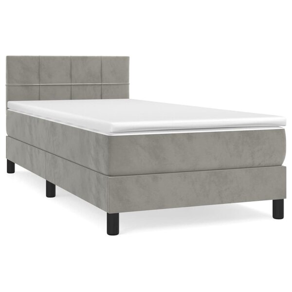 vidaXL Sommier à lattes de lit et matelas Gris clair 100x200cm Velours