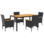 vidaXL Ensemble à manger de jardin et coussins 5 Pièces noir rotin acacia