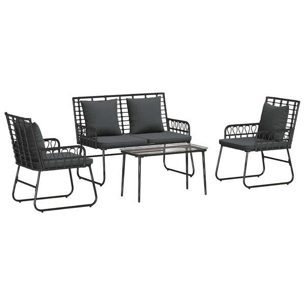 vidaXL Ensemble de meubles de jardin 4 Pièces Noir et anthracite