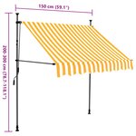 vidaXL Auvent manuel rétractable avec LED 150 cm Blanc et orange