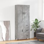 vidaXL Buffet haut Gris béton 69 5x34x180 cm Bois d'ingénierie