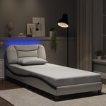vidaXL Cadre de lit avec LED sans matelas blanc et noir 90x190 cm