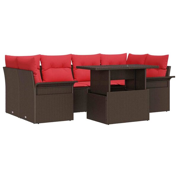 vidaXL Ensemble de canapé de jardin 7 Pièces Marron polyrotin