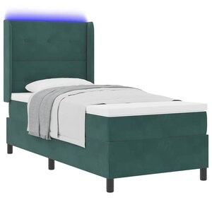 vidaXL Lit à ressorts avec matelas avec LED Vert 100 x 200 cm Velours