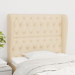 vidaXL Tête de lit avec oreilles Crème 103x23x118/128 cm Tissu